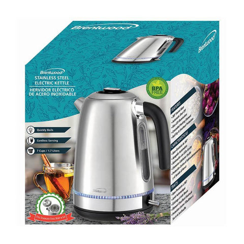 Wholesale-BRENTWOOD KT1792S TEA KETTLE STAINLESS STEEL 1.7L-Electric Kettles-Electro Vision Inc
