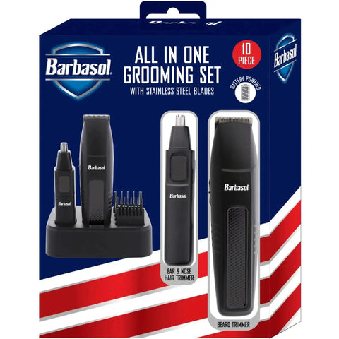 Wholesale-Barbasol CBT13200BLK All in 1 Battery Powered Dry Grooming Kit with Beard Trimmer and Ear & Nose Trimmer - Black-Trimmer-Electro Vision Inc