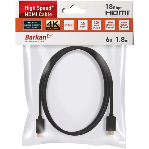 Wholesale-Barkan HDMI cable 6F, sleeve, carton, Black, 90-HDMI-Electro Vision Inc