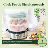 Wholesale-Bella 14831 9.5-Qt. 3-Tier Food Steamer - Black/Clear-Food Steamer-Electro Vision Inc