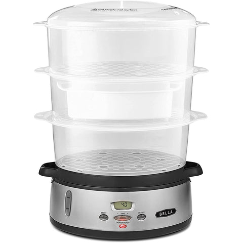 Wholesale-Bella 14831 9.5-Qt. 3-Tier Food Steamer - Black/Clear-Food Steamer-Electro Vision Inc