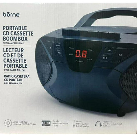 Wholesale-Borne PRCDT555 Portable CD Boombox with AM/FM radio and aux-in-CD Players & Recorders-Electro Vision Inc