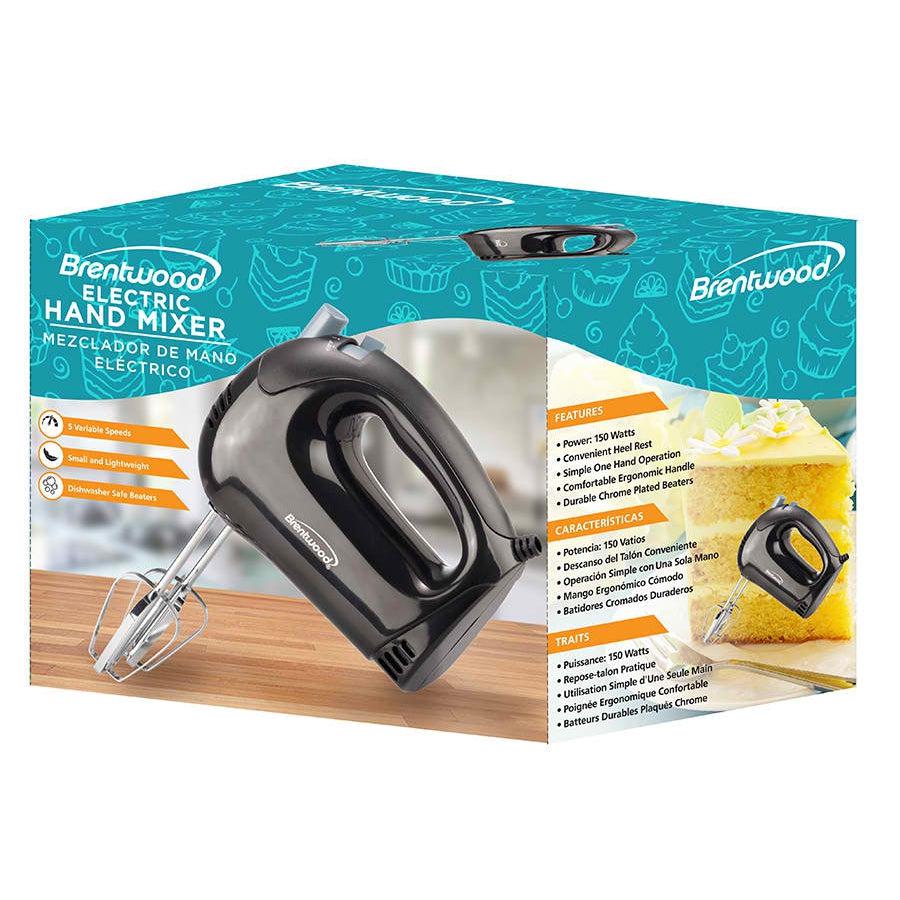 Wholesale-Brentwood HM‑44 Lightweight 5 Speed Electric Hand Mixer (Black)-Handheld Power Mixers-Electro Vision Inc