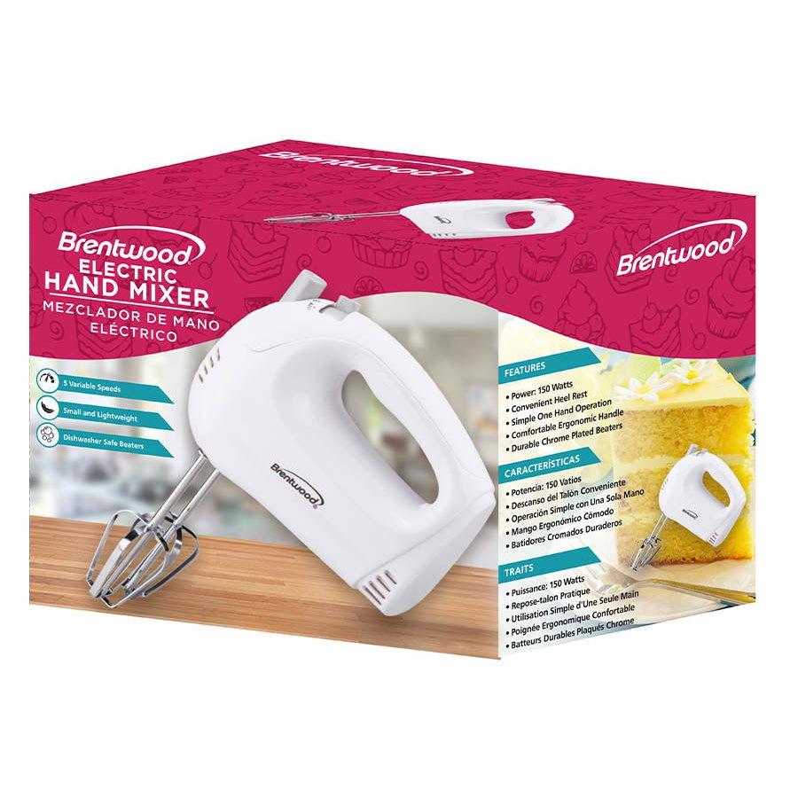 Wholesale-Brentwood HM45 Hand Mixer 5-Speed 150W White-Kitchen Appliance-Electro Vision Inc