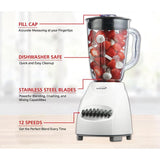 Wholesale-Brentwood JB220 Blender Plastic Jar 12 Speed White-Blender-Electro Vision Inc