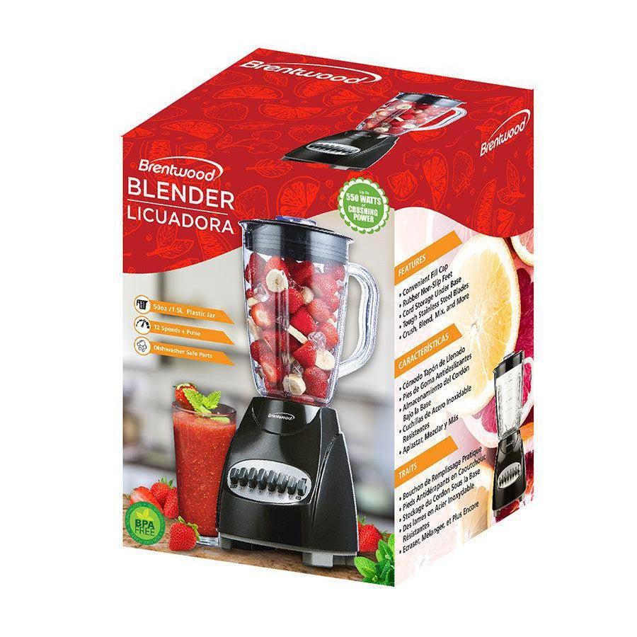 Wholesale-Brentwood JB220B Plastic Blender 12 Speed - BLACK-Blender-Electro Vision Inc