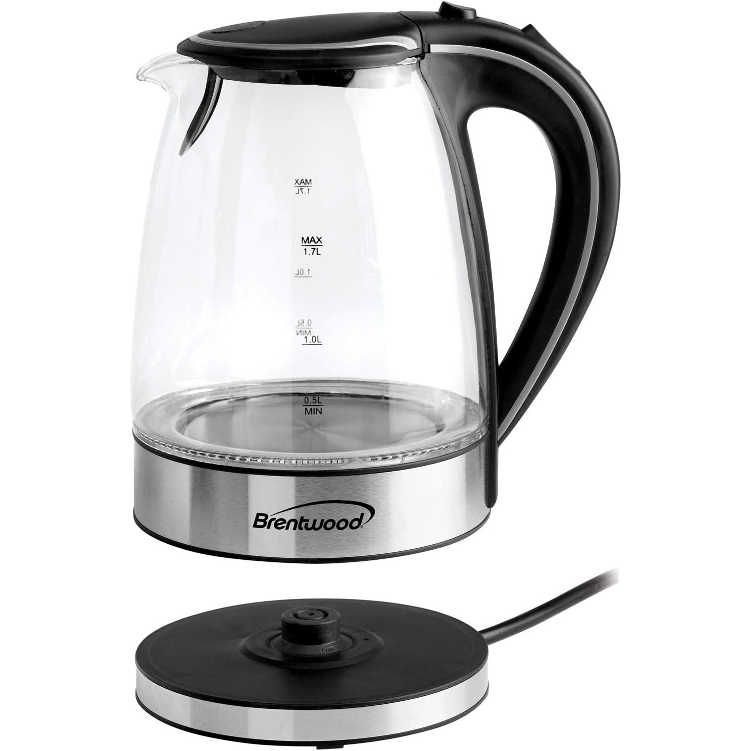 Wholesale-Brentwood KT-1900 Cordless Glass 1.7L Electric Tea Kettle-Kettle-Electro Vision Inc