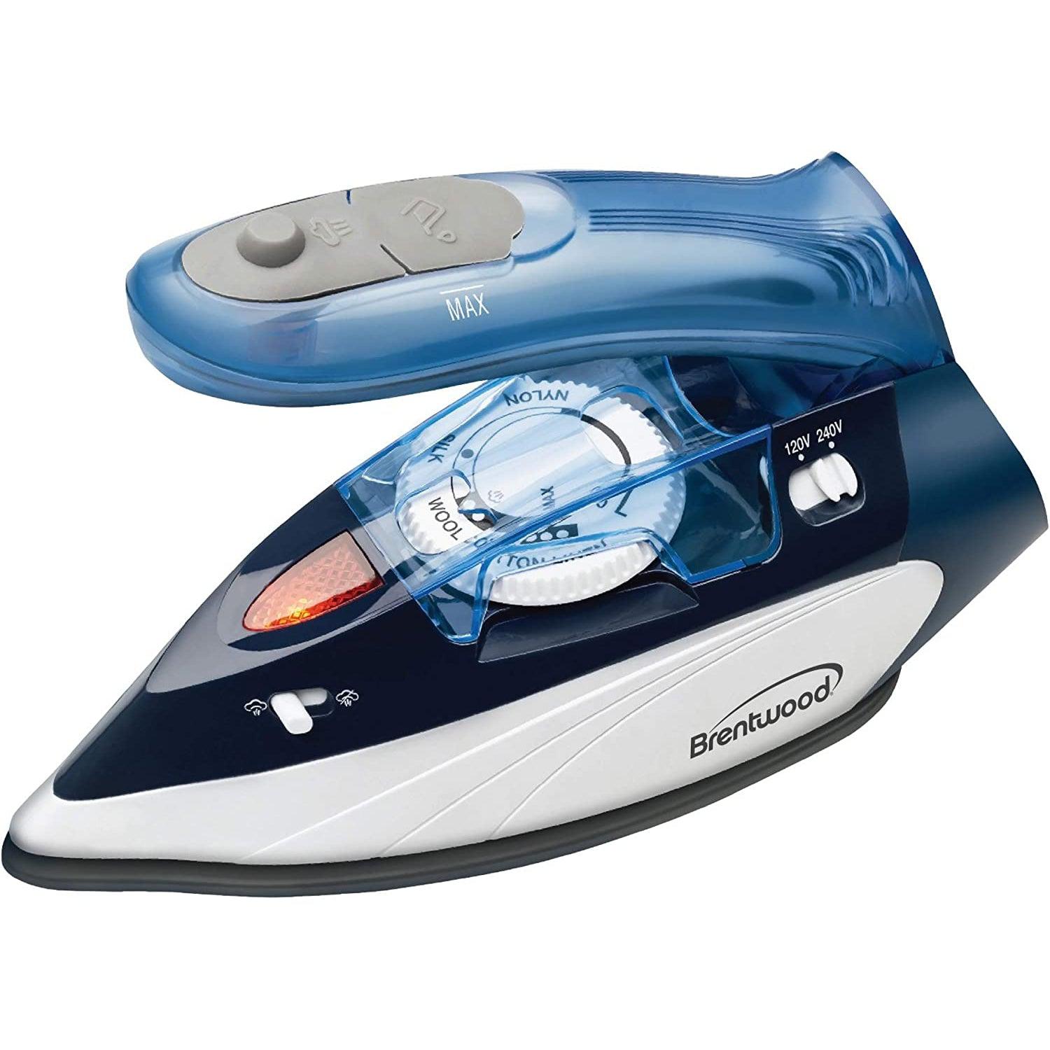 Wholesale-Brentwood MPI45 Travel Iron with Steam, Blue 1100 Watt-Flat Iron-Electro Vision Inc