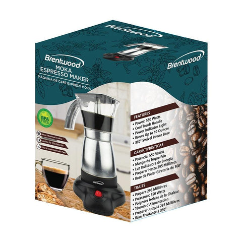 Wholesale-Brentwood TS-118S Electric Moka Pot Espresso Machine-Coffee Maker-Electro Vision Inc