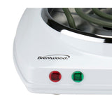 Wholesale-Brentwood TS-322 Single Electric Burner White 1000W-Kitchen Appliance-Electro Vision Inc