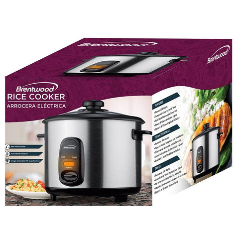 Wholesale-Brentwood TS10 Rice Cooker 1.0 Liter Stainless Steel-Rice Cookers-Electro Vision Inc