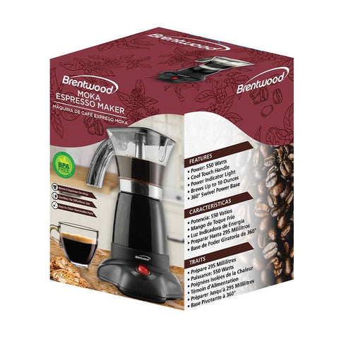 Wholesale-Brentwood TS118BK 6 Cup Espresso Maker - Black-Blender-Electro Vision Inc