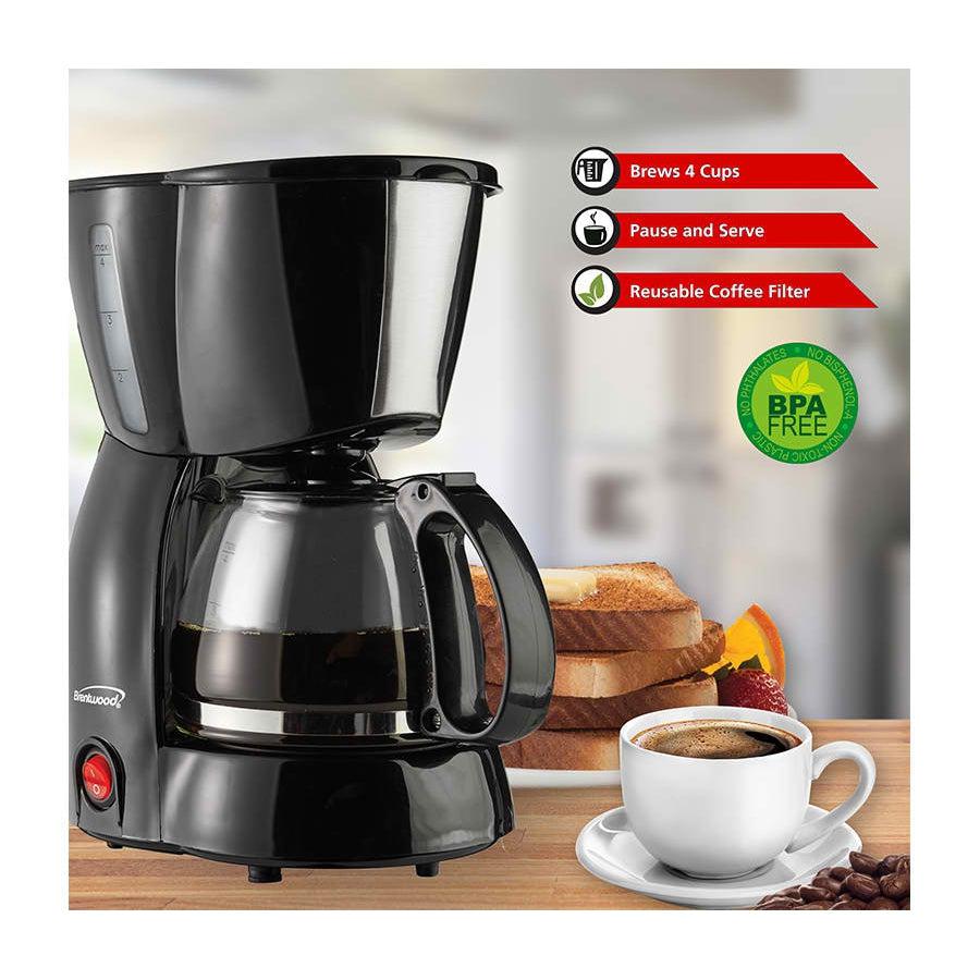 Brentwood 4-Cup White Coffee Maker
