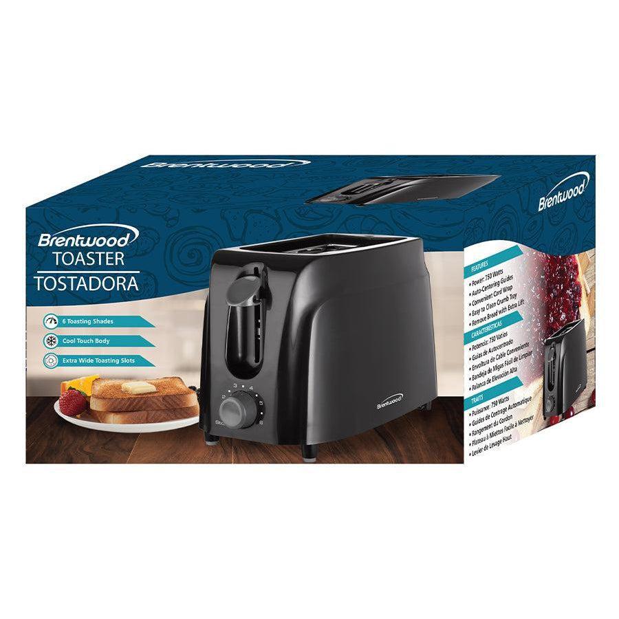 Wholesale-Brentwood TS260B Toaster 2 Slice Black-Toaster Oven-Electro Vision Inc