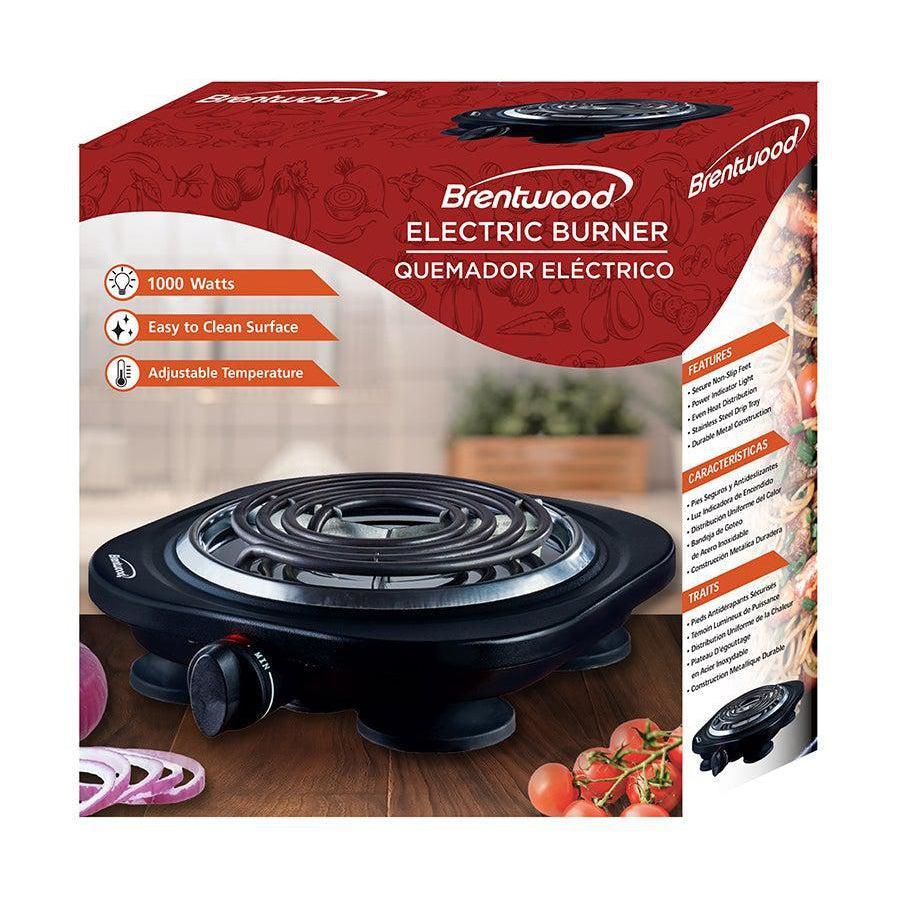 Wholesale-Brentwood TS321 Single Burner Electric 1000 W Black-Electric Burner-Electro Vision Inc
