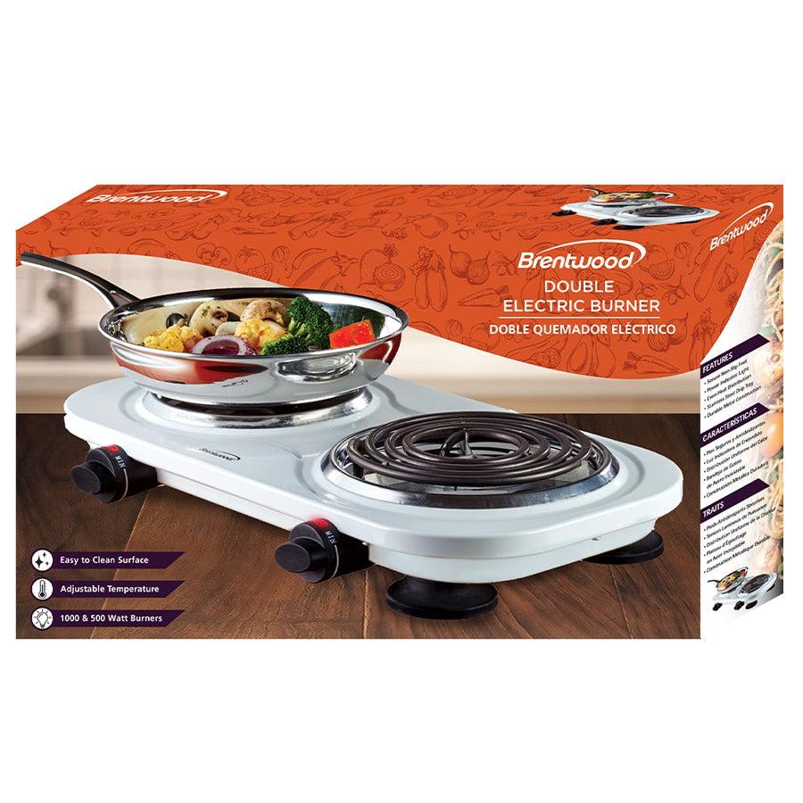 Wholesale-Brentwood TS361 Double Burner - White-Kitchen Appliance-Electro Vision Inc