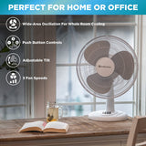 Wholesale-Comfort Zone CZ161WT OSCILLATING TABLE FAN WHITE 3 SPEED 16"-Fans-Electro Vision Inc