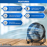 Wholesale-Comfort Zone CZMC24 HIGH VELOCITY DRUM FAN WHEEL MOUNT 24"-Fans-Electro Vision Inc