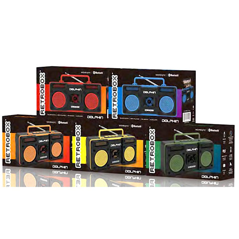 Wholesale-DOLPHIN RTX20 RETROBOX PORTABLE BLUETOOTH RADIO-Speakers-Electro Vision Inc