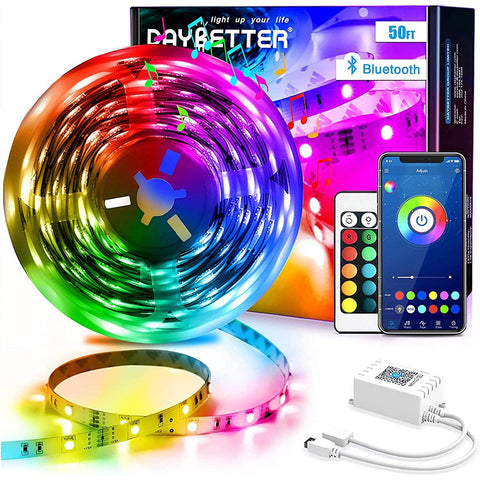 Wholesale-Daybetter 50ft Bluetooth LED Strip Music Sync with Remote-LED Light-Electro Vision Inc