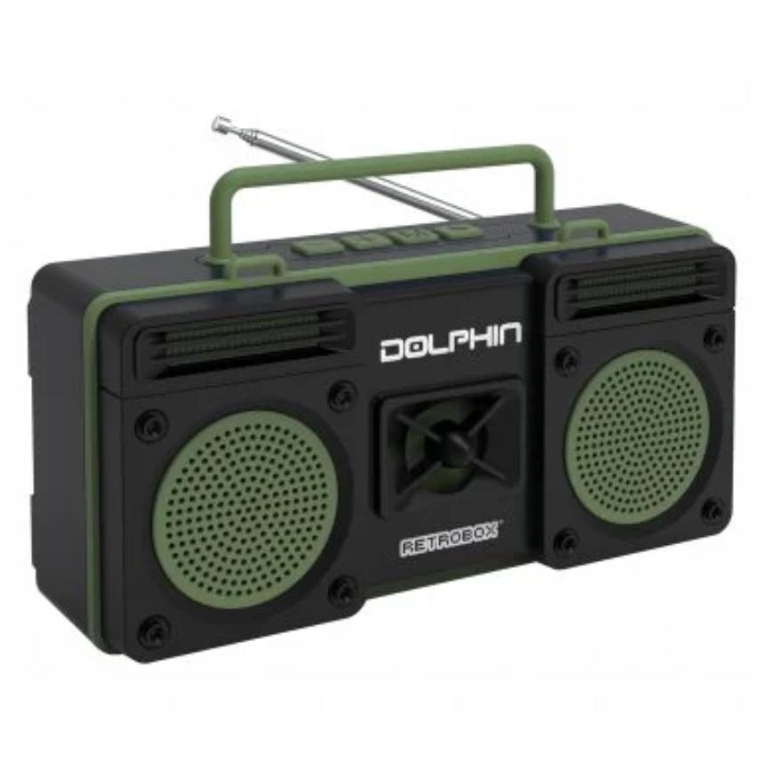Wholesale-Dolphin RTX20 Retroboox Portable Bluetooth Radio Green-Speakers-Electro Vision Inc