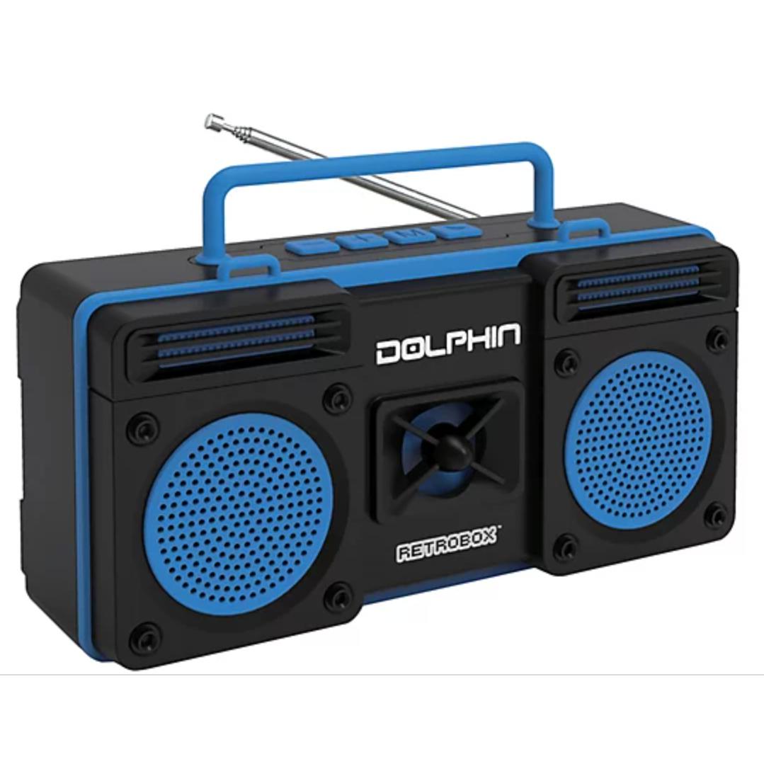 Wholesale-Dolphin RTX20 Retrobox Portable Bluetooth Radio Blue-Speakers-Electro Vision Inc