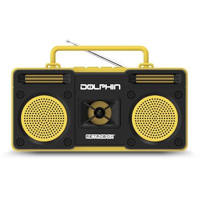 Wholesale-Dolphin RTX20 Retrobox Portable Bluetooth Radio Yellow-Radios-Electro Vision Inc