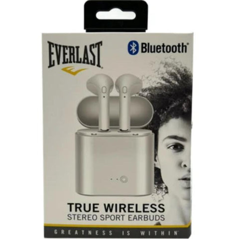 Wholesale-EVERLAST EV7714 True Wireless Earbuds with Case in White-Earbuds | Headphone-Electro Vision Inc
