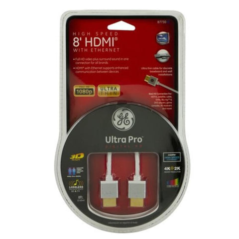 Wholesale-GE 33510S1 Ultra Pro Series Ultra Thin HDMI Cable 8 Ft-HDMI-GE-33510S1-Electro Vision Inc