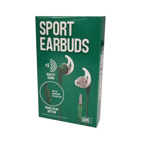 Wholesale-GEMS Sport Earbuds with Mic - Emerald-Electro Vision Inc