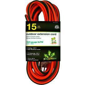 Wholesale-GoGreen 13715 Outdoor Extension Cord - 15 Ft-Power Outlet-Electro Vision Inc