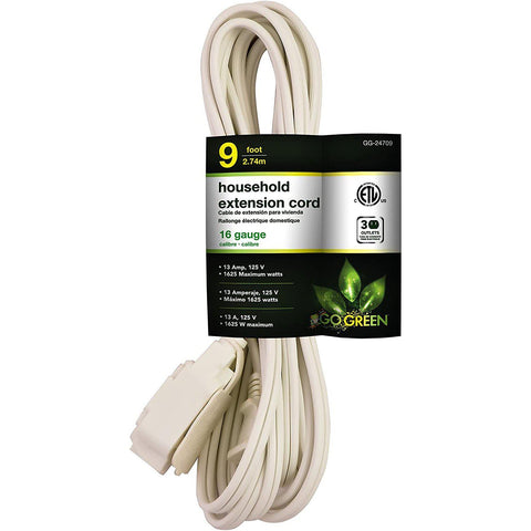 Wholesale-GoGreen 24709 Indoor Extension Cord - 9 FT-Power Outlet-Electro Vision Inc