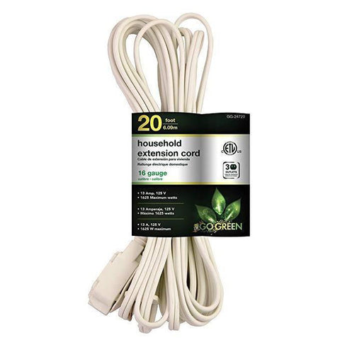 Wholesale-GoGreen GG-24520 20' Household Extension Cord-Power Outlet-Electro Vision Inc