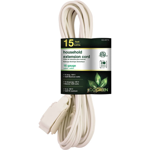 Wholesale-GoGreen GG-24715 Household Extension Cord - 15'-Power Outlet-Electro Vision Inc