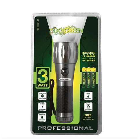 Wholesale-GoGreen Power 3 Watt Tactical LED Flashlight w/Belt Pouch-Flashlights-Electro Vision Inc
