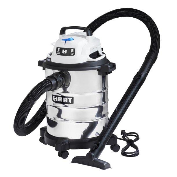 Wholesale-HART 6 Gallon Stainless Steel 5HP Wet/Dry Vacuum-Vacuums-Electro Vision Inc
