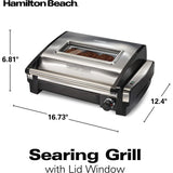 Wholesale-Hamilton Beach 25361 Searing Grill with Lid Window-Searing Grill-Electro Vision Inc
