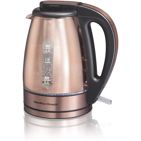Wholesale-Hamilton Beach 40866 kettle glass copper-Electric Kettles-Electro Vision Inc