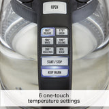 Wholesale-Hamilton Beach 40943 Variable Temp Glass Kettle 1.7L-Electric Kettles-Electro Vision Inc