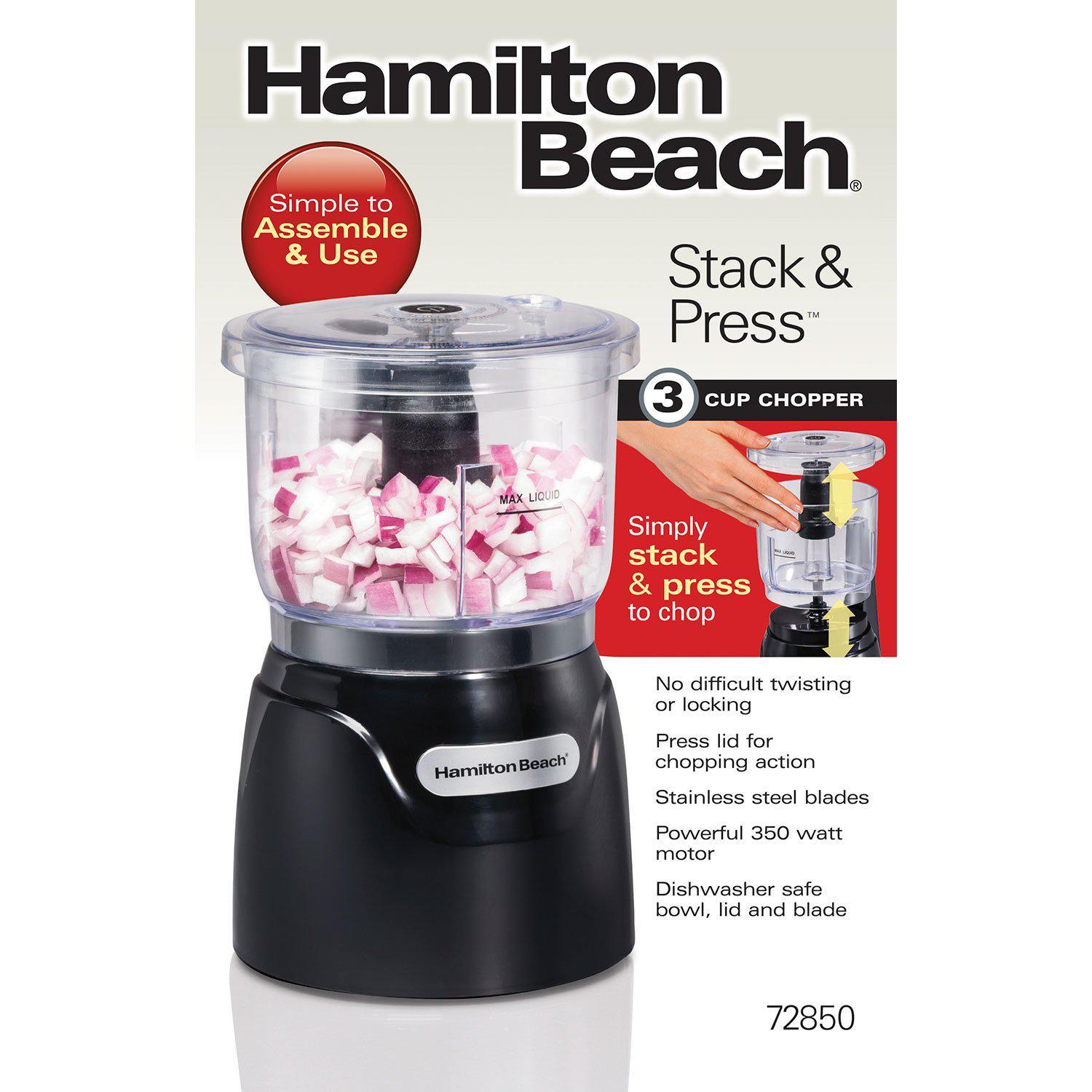 Wholesale-Hamilton Beach 72850 Mini Food Processor 3 Cup Stainless Steel Blades-Food Chopper & Processor-Electro Vision Inc