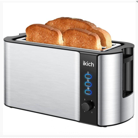 Wholesale-IKICH CP144A Toaster 4 Slice, Toaster 2 Long Slot Stainless Steel - Digital-Toasters-Electro Vision Inc