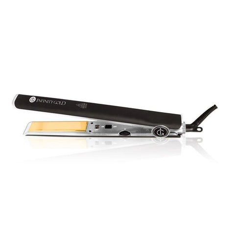 Wholesale-Infinity Gold IG1-BLACK Ceramic Hair Straightening Flat Iron-Electro Vision Inc