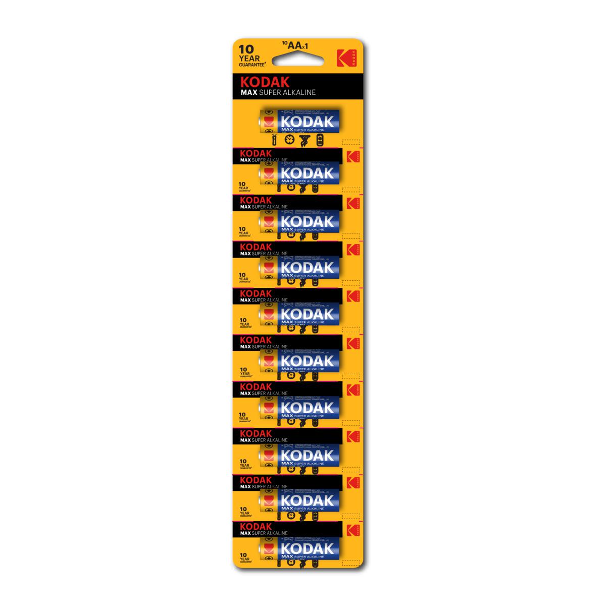 Wholesale-KODAK 30953505 MAX ALKLAINE AA 10-PACK STRIP-battery-Electro Vision Inc