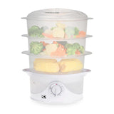 Wholesale-Kalorik DG33761 9 Quart 3-Tier Food Steamer, White-Food Steamers-Electro Vision Inc