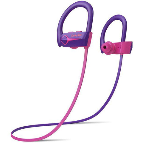 Wholesale-Letscom U8L Bluetooth Earbuds w Mic and Carrying Case - Pink / Purple-Headphones-Electro Vision Inc