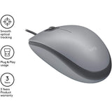 Wholesale-Logitech M110 USB Silent Wired Mouse, Silver-Wireless Mouse-Electro Vision Inc