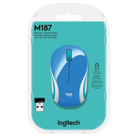 Wholesale-Logitech M187 Wireless Optical Mouse - Bright Teal (910-005363)-Wireless Mouse-Electro Vision Inc
