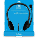 Wholesale-Logitech Wired Stereo Headset H111 - Gray, Model:981-000612-Headsets-Electro Vision Inc
