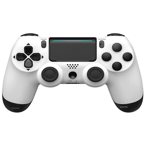 Wholesale-MOVONE Wireless Controller Dual Vibration Game Joystick Controller for PS4/ Slim/Pro,Compatible with PS4 Console (White+Black)-Game Controllers-Electro Vision Inc