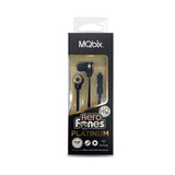 Wholesale-MQbix MQET38 AeroFones Platinum High Performance In-Ear Earphones with Tangle-Free Flat Cable and Mic, Black-Earbuds | Headphone-Electro Vision Inc